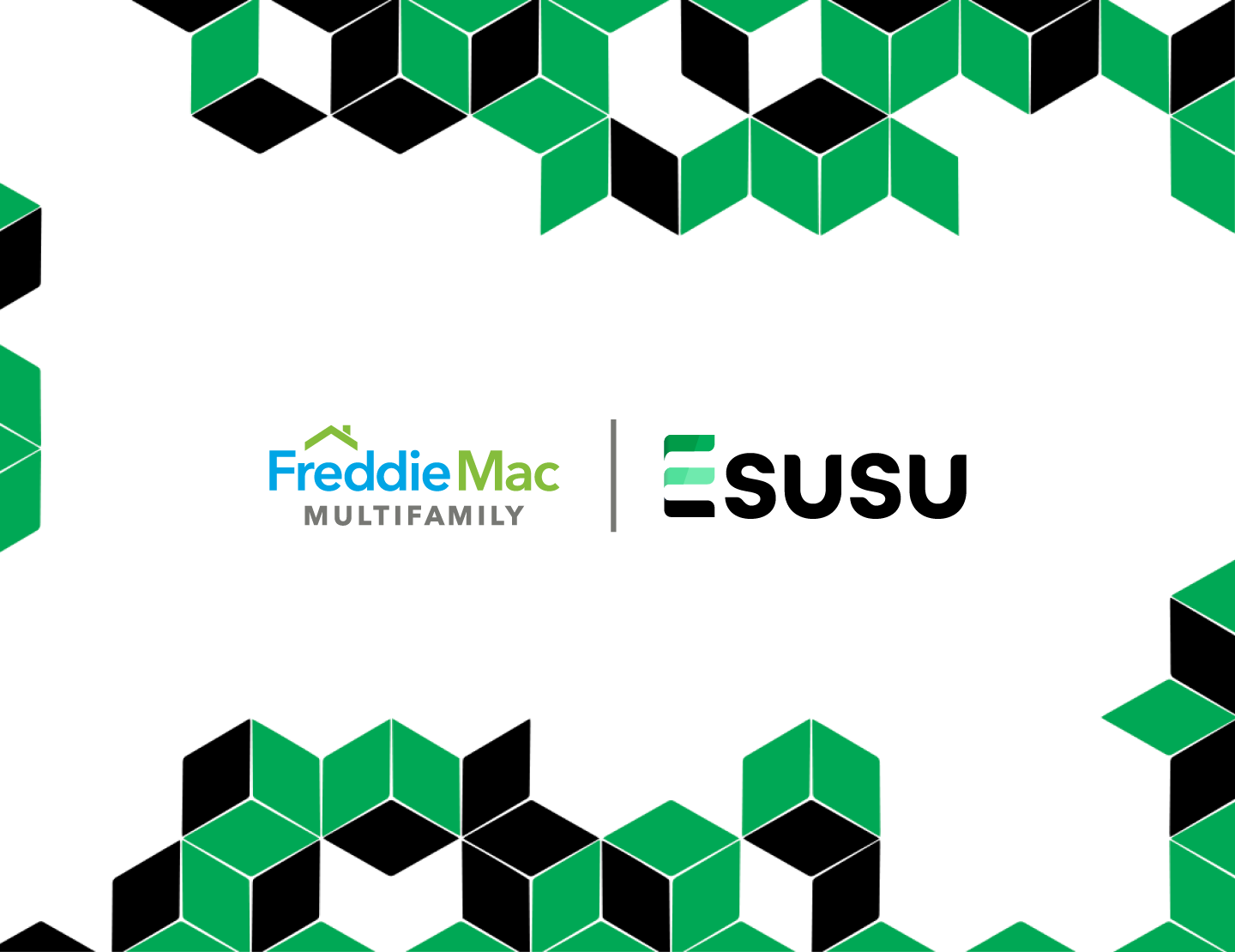 Freddie Mac and Esusu Logo in a themed border