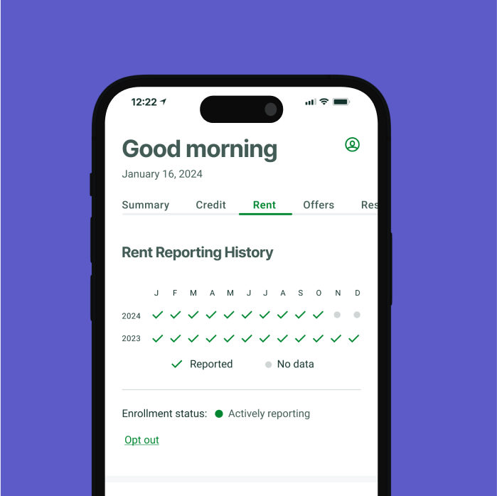 The Esusu App offers a history of your rent reporting month over month